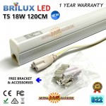 LED Neon Pendek TL T5 Tube AC 220V 18W 120 cm - WHITE | Brilux - Single E